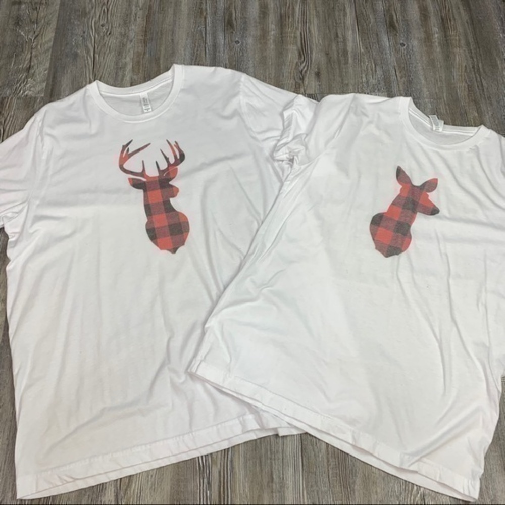Red Black Buffalo Plaid Deer Father Son Tee Bundle